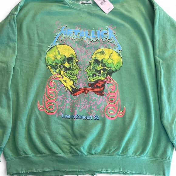 Distressed Green Metallica Live In Concert crewneck sweatshirt Size Large - Picture 1 of 2